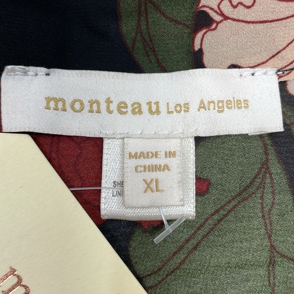NWT Monteau Los Angeles Black Floral Long Sleeve Blouse XL - Picture 13 of 16